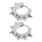 Maxbell Men Women Jewelry Stainless Steel Hoop Spike Punk Earring Steel Color