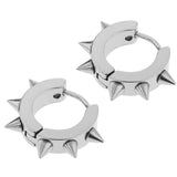 Maxbell Men Women Jewelry Stainless Steel Hoop Spike Punk Earring Steel Color