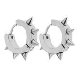 Maxbell Men Women Jewelry Stainless Steel Hoop Spike Punk Earring Steel Color