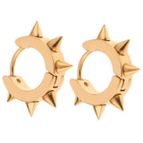 Maxbell Men Women Jewelry Stainless Steel Hoop Spike Punk Earring Gold