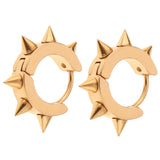 Maxbell Men Women Jewelry Stainless Steel Hoop Spike Punk Earring Gold