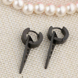 Maxbell Womens Mens Punk Style Stainless Steel Triangle Drop Dangle Earrings Black