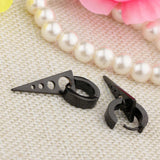 Maxbell Womens Mens Punk Style Stainless Steel Triangle Drop Dangle Earrings Black
