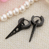 Maxbell Womens Mens Punk Style Stainless Steel Triangle Drop Dangle Earrings Black