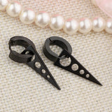 Maxbell Womens Mens Punk Style Stainless Steel Triangle Drop Dangle Earrings Black