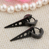 Maxbell Womens Mens Punk Style Stainless Steel Triangle Drop Dangle Earrings Black