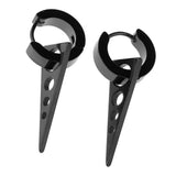 Maxbell Womens Mens Punk Style Stainless Steel Triangle Drop Dangle Earrings Black