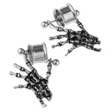 Maxbell 2 Pieces Stainless Steel Skeleton Hand Ear Plugs Tunnel Expander Gauges 12mm