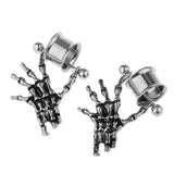 Maxbell 2 Pieces Stainless Steel Skeleton Hand Ear Plugs Tunnel Expander Gauges 12mm
