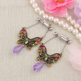 Maxbell 2 Pieces Stainless Steel Butterfly Ear Plugs Tunnel Expander Gauges Bar 8mm