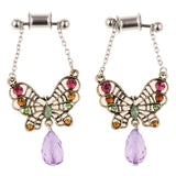Maxbell 2 Pieces Stainless Steel Butterfly Ear Plugs Tunnel Expander Gauges Bar 8mm