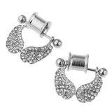 Maxbell 2 Pieces Stainless Steel Angel Wings Ear Plugs Tunnel Expander Gauges Bar 8mm