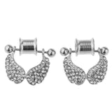 Maxbell 2 Pieces Stainless Steel Angel Wings Ear Plugs Tunnel Expander Gauges Bar 8mm