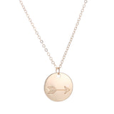 Maxbell Round Disc Tag Pendant Vintage Carving Pattern Clavicle Necklace Arrow