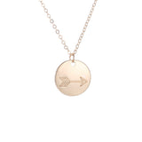 Maxbell Round Disc Tag Pendant Vintage Carving Pattern Clavicle Necklace Arrow