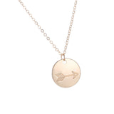 Maxbell Round Disc Tag Pendant Vintage Carving Pattern Clavicle Necklace Arrow