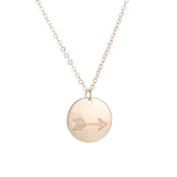 Maxbell Round Disc Tag Pendant Vintage Carving Pattern Clavicle Necklace Arrow