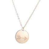 Maxbell Round Disc Tag Pendant Vintage Carving Pattern Clavicle Necklace Arrow
