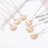 Maxbell Round Disc Tag Pendant Vintage Carving Pattern Clavicle Necklace Arrow