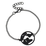 Maxbell Retro Map Round Pendant Women Adjustable Chain Bracelet Charm Jewelry Black