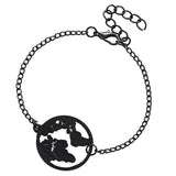 Maxbell Retro Map Round Pendant Women Adjustable Chain Bracelet Charm Jewelry Black