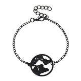 Maxbell Retro Map Round Pendant Women Adjustable Chain Bracelet Charm Jewelry Black