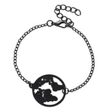 Maxbell Retro Map Round Pendant Women Adjustable Chain Bracelet Charm Jewelry Black