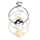 Maxbell Retro Map Round Pendant Women Adjustable Chain Bracelet Charm Jewelry Black