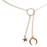 Maxbell Cute Moon Star Pendant Chain Necklace Elegant Lady Fashion Jewelry Golden