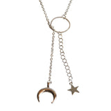 Maxbell Cute Moon Star Pendant Chain Necklace Elegant Lady Fashion Jewelry Silver