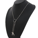 Maxbell Cute Moon Star Pendant Chain Necklace Elegant Lady Fashion Jewelry Silver