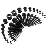 Maxbell 36 Pieces Ear Gauges Stretching Kit Plugs Taper 14G-00G Expanders Black