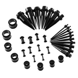 Maxbell 36 Pieces Ear Gauges Stretching Kit Plugs Taper 14G-00G Expanders Black