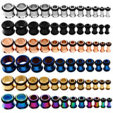 Maxbell 36 Pieces Ear Gauges Stretching Kit Plugs Taper 14G-00G Expanders Black