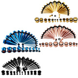 Maxbell 36 Pieces Ear Gauges Stretching Kit Plugs Taper 14G-00G Expanders Black