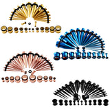 Maxbell 36 Pieces Ear Gauges Stretching Kit Plugs Taper 14G-00G Expanders Black