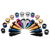 Maxbell 36 Pieces Ear Gauges Stretching Kit Plugs Taper 14G-00G Expanders Black