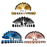 Maxbell 36 Pieces Ear Gauges Stretching Kit Plugs Taper 14G-00G Expanders Black