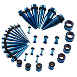 Maxbell 36 Pieces Ear Gauges Stretching Kit Plugs Taper 14G-00G Expanders Dark Blue