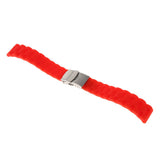Maxbell Sports Waterproof Soft silicone Watch Strap Folded Buckle Red