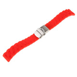 Maxbell Sports Waterproof Soft silicone Watch Strap Folded Buckle Red