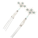 Maxbell Cosplay Alligator Hair Pin Chinese Cosplay Flower Tassel Clip Lake Blue