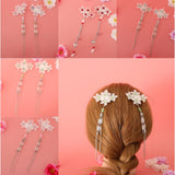 Maxbell Cosplay Alligator Hair Pin Chinese Cosplay Flower Tassel Clip Lake Blue