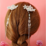 Maxbell Cosplay Alligator Hair Pin Chinese Cosplay Flower Tassel Clip Lake Blue