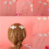 Maxbell Cosplay Alligator Hair Pin Chinese Cosplay Flower Tassel Clip Lake Blue