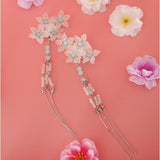 Maxbell Cosplay Alligator Hair Pin Chinese Cosplay Flower Tassel Clip Lake Blue