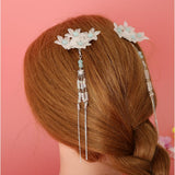 Maxbell Cosplay Alligator Hair Pin Chinese Cosplay Flower Tassel Clip Lake Blue