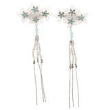 Maxbell Cosplay Alligator Hair Pin Chinese Cosplay Flower Tassel Clip Lake Blue