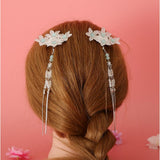 Maxbell Cosplay Alligator Hair Pin Chinese Cosplay Flower Tassel Clip Lake Blue