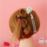 Maxbell Retro Hairpin Chinese Hair Stick Vintage Long Tassel Floral Headwear White